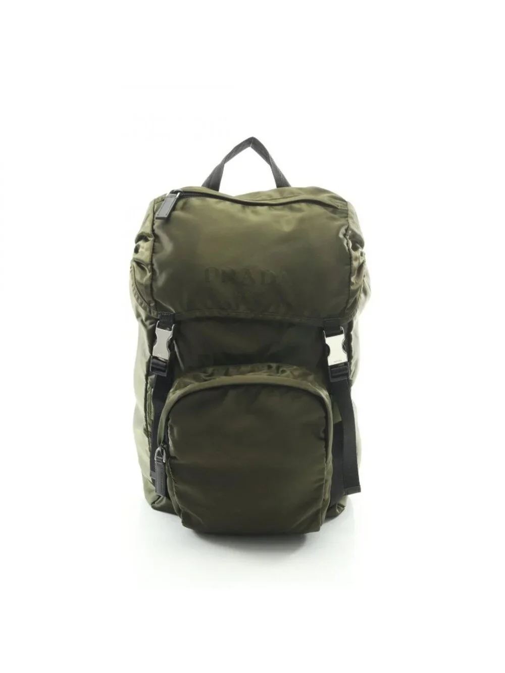 Prada Backpack Khaki Nylon Saffiano Leather